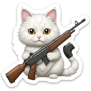 White Cat shooting a rifle sticker