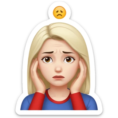 the emotional female emoji with a furrowed brow and her hand on her forehead sticker