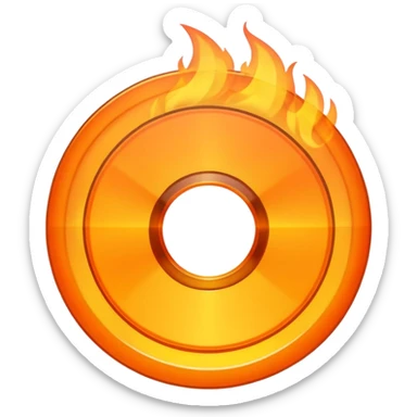 A minimalist CD disc with a subtle fire design, emoji style. sticker