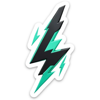 Énergie (Energy), 3D techy icon with black and mint green (#B5F4D3) color scheme, power lightning bolt with circuit patterns sticker
