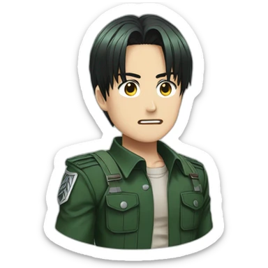 powerful Levi of Attack titan wears forest-green clothes sticker
