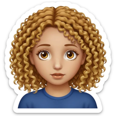 A girl with brown curly hair and blonde edges side parted with hazel central heterochromia eyes and a nose ring sticker