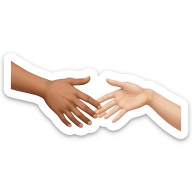two hands reaching toward each other, inspired by the Creation of Adam sticker