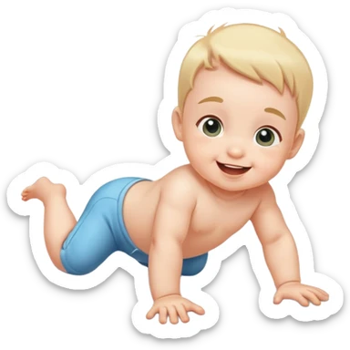 happy and playful baby crawling on the floor sticker