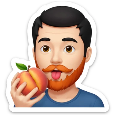 Black hair Man red beard licking peach sticker