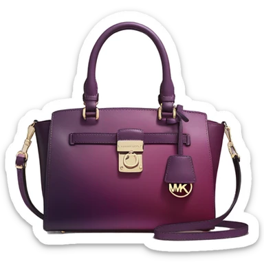 Realistic isolated plum purple to wine color ombre michael kors satchel purse.  sticker