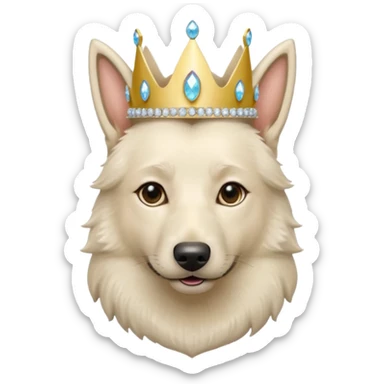 White belgian Shepard with Glitter collar and diadem sticker