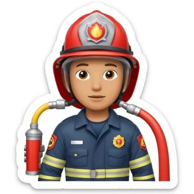 A firefighter extinguishing a party sticker