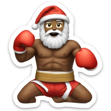Santa dressed as a Muay Thai fighter doing a knee strike  sticker