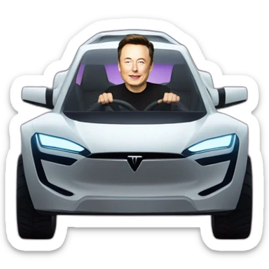 Elon musk riding in a Tesla cyber truck  sticker