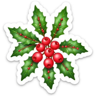 Holly berry on mistletoe sticker