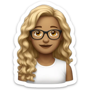  53 years brown blonde wavy long hair with glasses sticker
