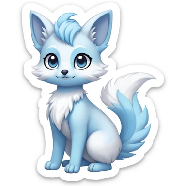Angelic white and light blue Kawaii dark fantasy ethereal anthro fursona Fakemon with tufted tail  sticker