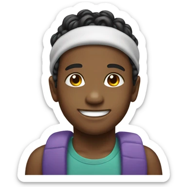 smiling boy with hairband portrait sticker