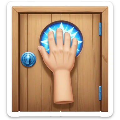 *"A closed door, a determined hand knocking—where knuckles meet wood, an intense blue magical energy pulses outward. Success isn’t about waiting; it’s about knocking until the world answers."*   sticker