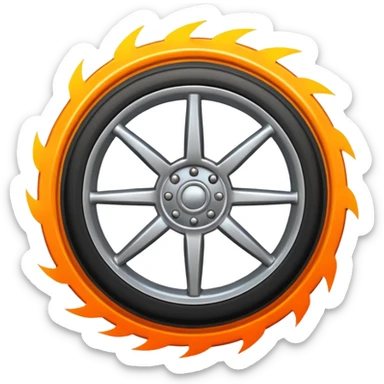 a car wheel from under which sparks fly sticker