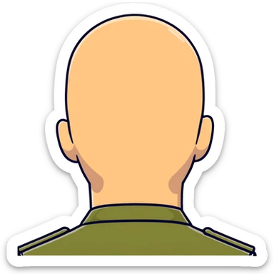 back view of military soldier's head with crew cut sticker