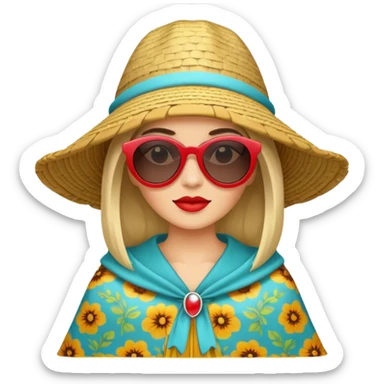 woman with fashion pancho sunglasses sticker