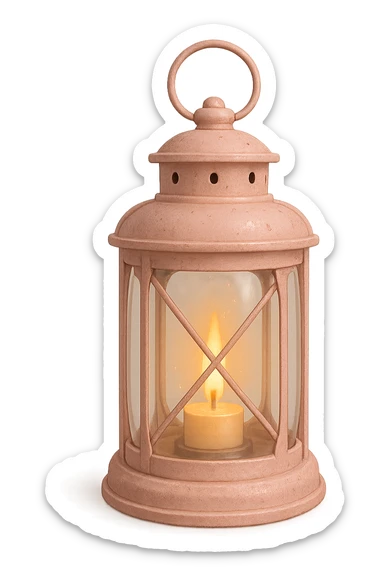 pink cozy lantern with a flickering light, peaceful sticker