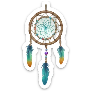 a hanging dreamcatcher with white background sticker