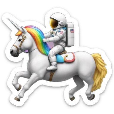 emoji of an astronaut riding a rainbow colored unicorn sticker