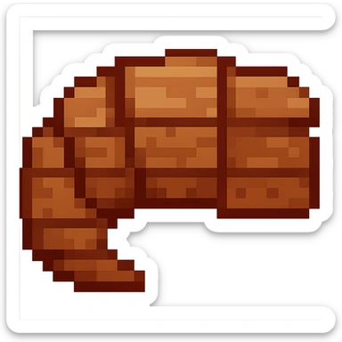 Make the croissant merged into a brick look more like a brick in pixel art style, with no background. sticker