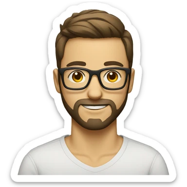 geek guy with glasses with short side trimmed hair and a beard  sticker