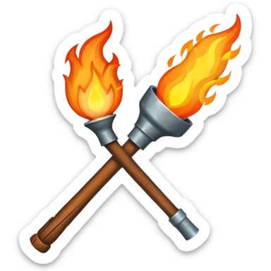 pitchfork and a torch crossing each other to make an x sticker