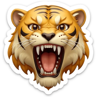 Create a Sabertooth Tiger roaring, make it fierce sticker