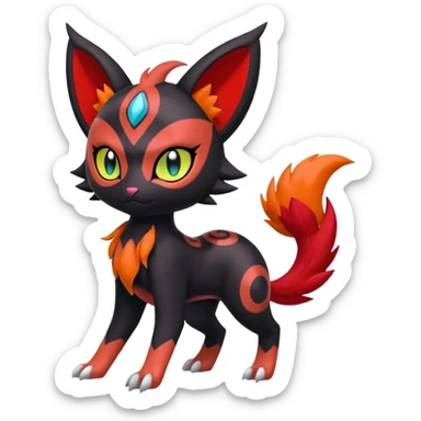 Colorful Meloetta-Litten-Darkrai-Pokémon-Fakémon-fusion-hybrid-creature sticker