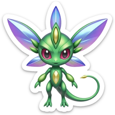Shiny Aural Keldeon-Celebi-Genesect-Fakémon-fusion (full body) sticker