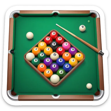 billiards pool table with cue ball and colorful balls sticker
