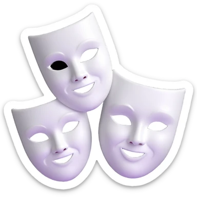 ancient Greek theater masks, classical comedy and tragedy faces, white dramatic theater masks sticker