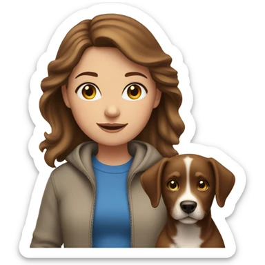 Brown hair light skin girl with blue eyes walking dogs sticker