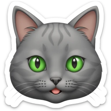 Gray cat with green eyes, wink ￼ sticker