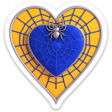 gothic heart, royal blue velvet, silver spiderweb overlay, dramatic and elegant sticker