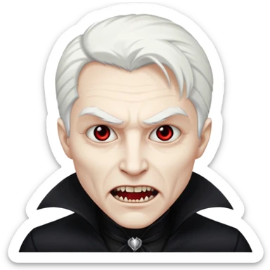 White skin white hair black eyes black clothes scary Vampire sticker