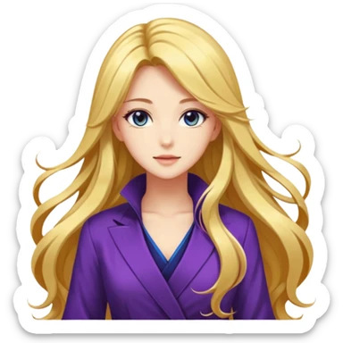 Elegant beautiful woman, long flowing hair, glowing skin, captivating eyes, fashionable outfit, dreamy light, detailed anime-style, vibrant colors, transparent background sticker