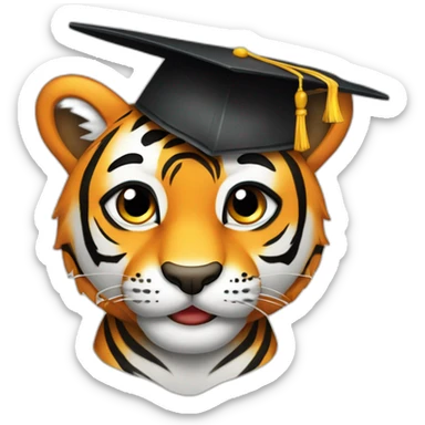 cuty tiger  with a mortarboard sticker