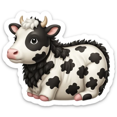 realistic white and black spotted cow tail, fluffy texture, slight curl at the end, soft shading, no background, transparent PNG style, emoji aesthetic sticker