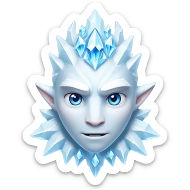 ice creature portrait, head and shoulders only, frozen crystal skin, glowing blue eyes, frost aura, sharp icy textures, fantasy winter vibe, 3D cartoon, mobile game icon style, clean background, no text, no watermark
 sticker