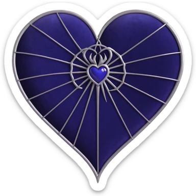 gothic heart, deep indigo velvet, silver spiderweb, mysterious and elegant sticker