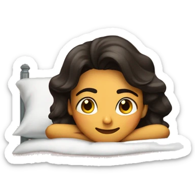 Chica morena viendo una serie en su cama sticker