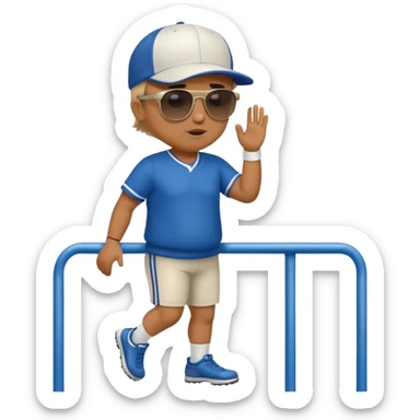 stocky man watching a track meet full length sticker