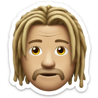 sad brad pitt with dreadlocks realistic sticker