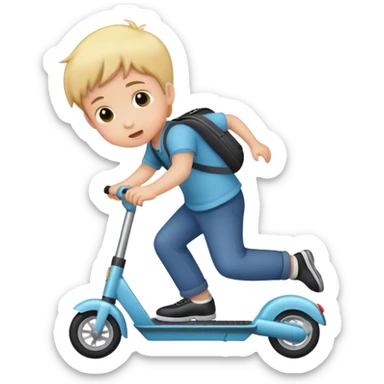 child falling off a scooter sticker