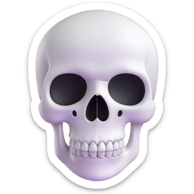 A cute, white-colored skull with soft, rounded features and a friendly expression, looking whimsical not frightening sticker