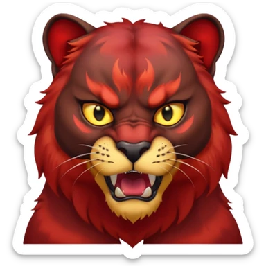 cara de una pantera enojada animal  de color rojo sticker