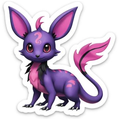 Rare exotic cute epic aesthetic Salandit-Eevee-Noibat-species-Fakemon-hybrid-creature, with markings, full body sticker
