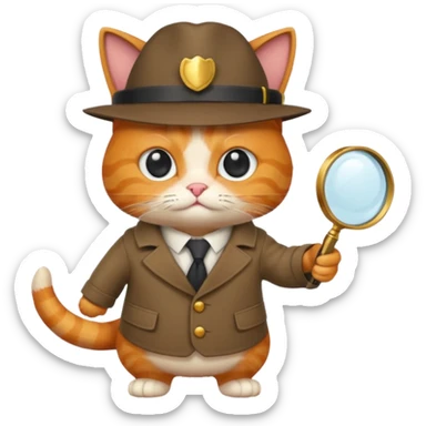 A ginger cat in a detective attire sticker